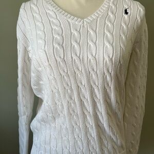 Women's Polo Ralph Lauren White Cable Knit Sweater